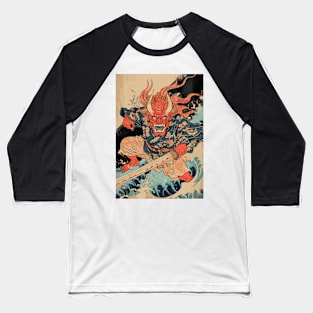 A Japanese Oni Demon Art Baseball T-Shirt